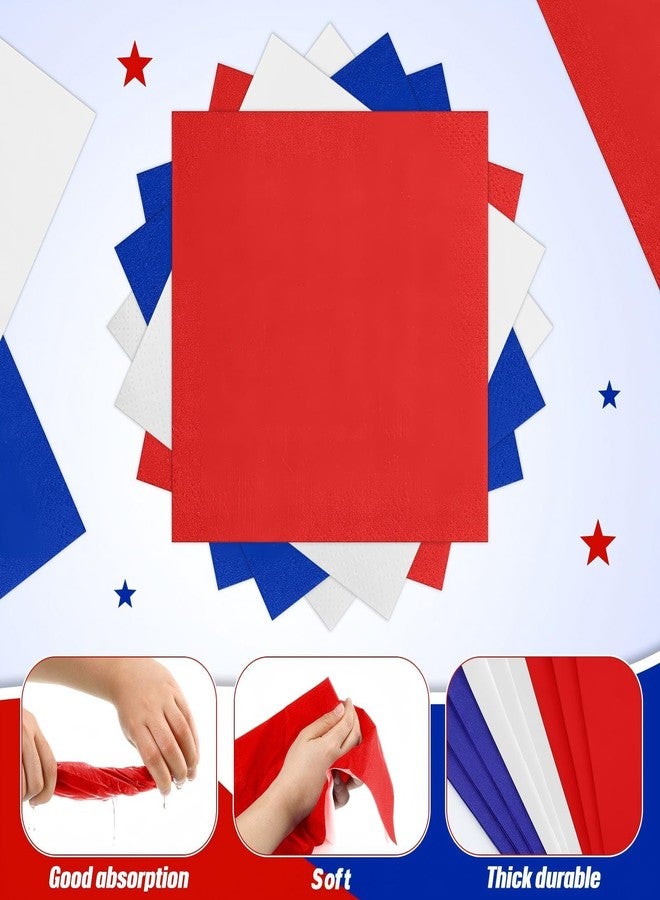 Weekgrat 120 Pcs Patriotic Napkins Red White and Blue Napkins 4th of July Disposable Napkins for Cocktail Veteran Independence Day Party Supplies Xmas Dinner Napkins Decorations - Image 2